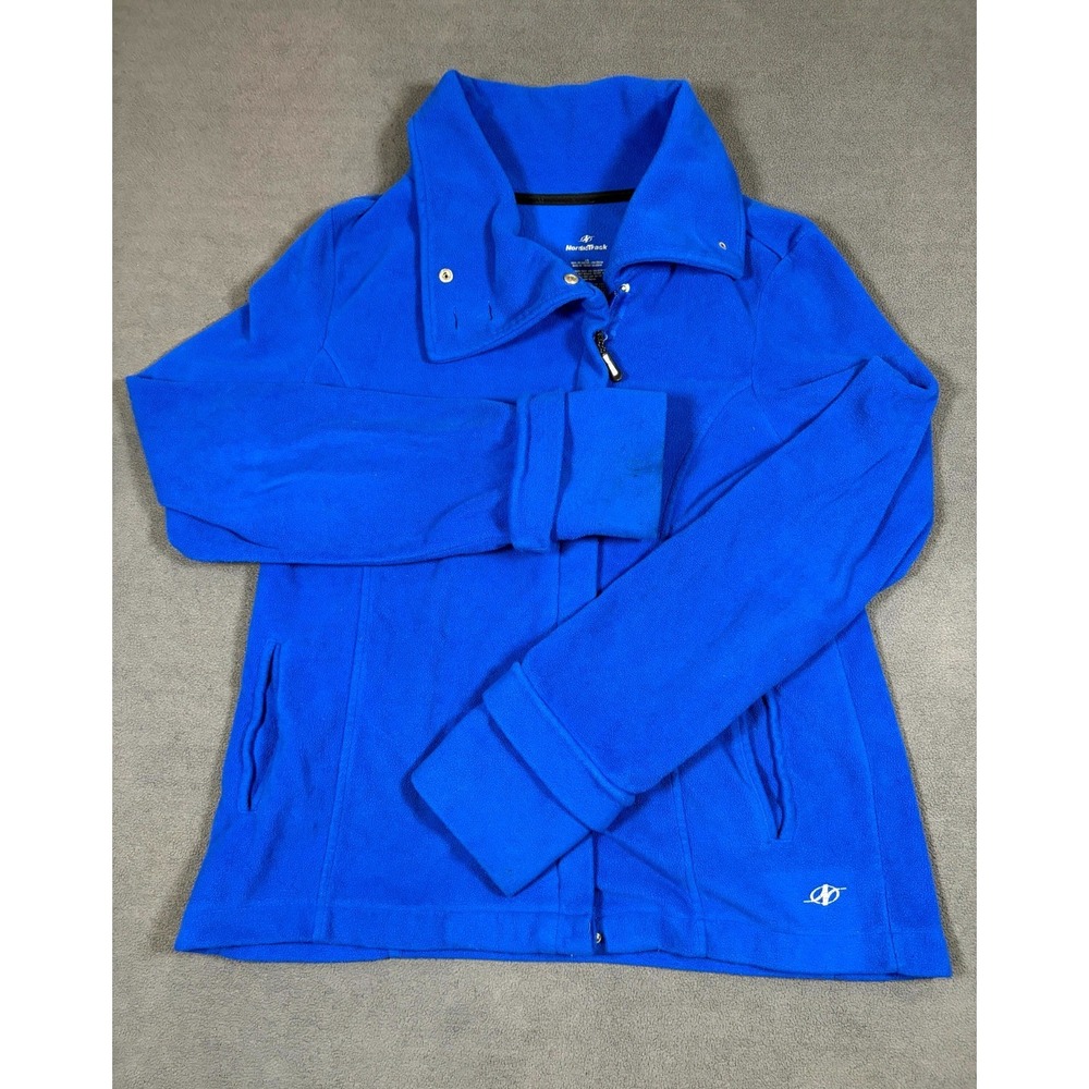 Nordictrack Jacket Women Large Blue Fleece Full Zip Thumbhole Sleeve Warm Winter